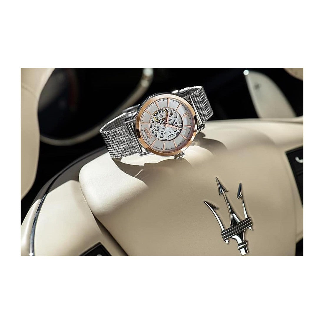  Shop Authentic Maserati Epoca Automatic White Dial Silver Mesh Bracelet Watch For Men - R8823118001 - Luxxuri