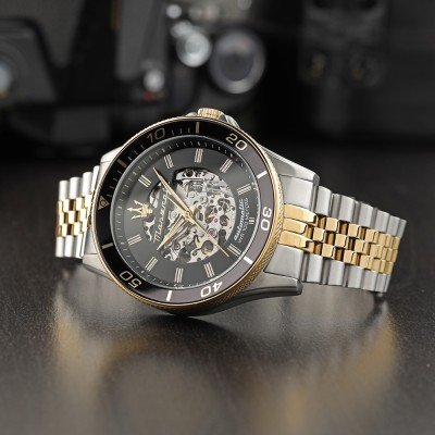  Shop Authentic Maserati SFIDA Automatic Skeleton Black Dial Two Tone Steel Strap Watch For Men - R8823140010 - Luxxuri