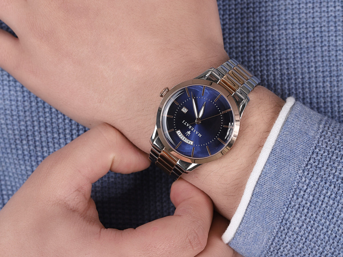  Shop Authentic Maserati Tradizione Blue Dial Two Tone Steel Strap Watch For Men - R8853125001 - Luxxuri