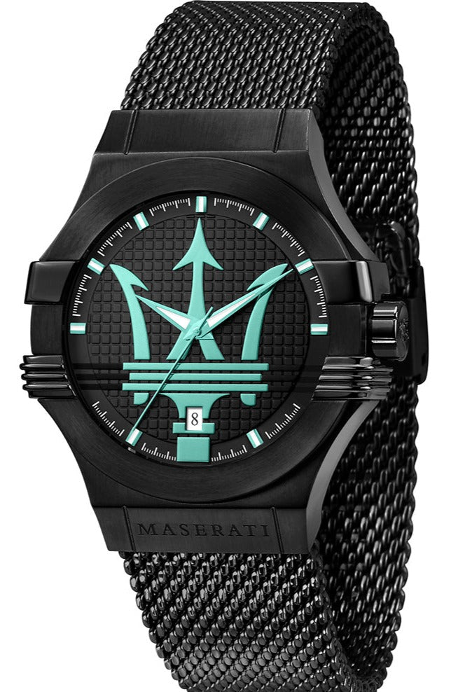  Shop Authentic Maserati Potenza Aqua Edition Black Dial Black Mesh Bracelet Watch For Men - R8853144002 - Luxxuri