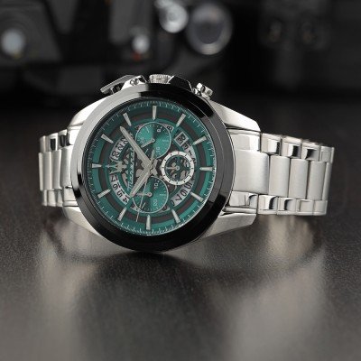  Shop Authentic Maserati Traguardo Chronograph Green Dial Silver Steel Strap Watch For Men - R8873612060 - Luxxuri