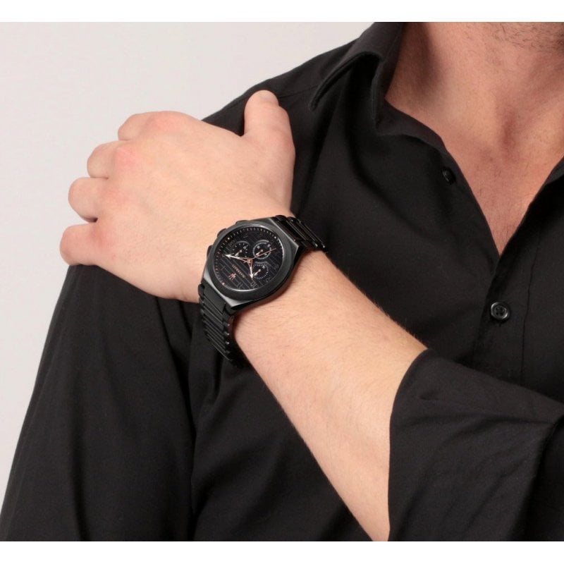  Shop Authentic Maserati Triconic Quartz Black Dial Black Steel Strap Watch For Men - R8873639003 - Luxxuri