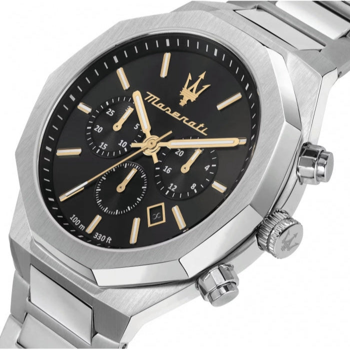  Shop Authentic Maserati Stile Chronograph Black Dial Silver Steel Strap Watch For Men - R8873642010 - Luxxuri