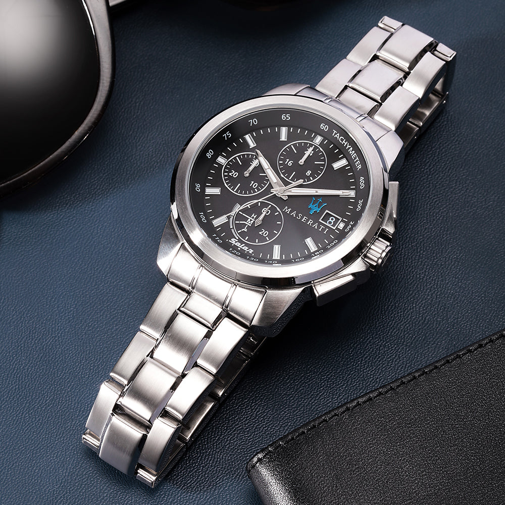  Shop Authentic Maserati Successo Solar Edition Black Dial Silver Steel Strap Watch For Men - R8873645003 - Luxxuri