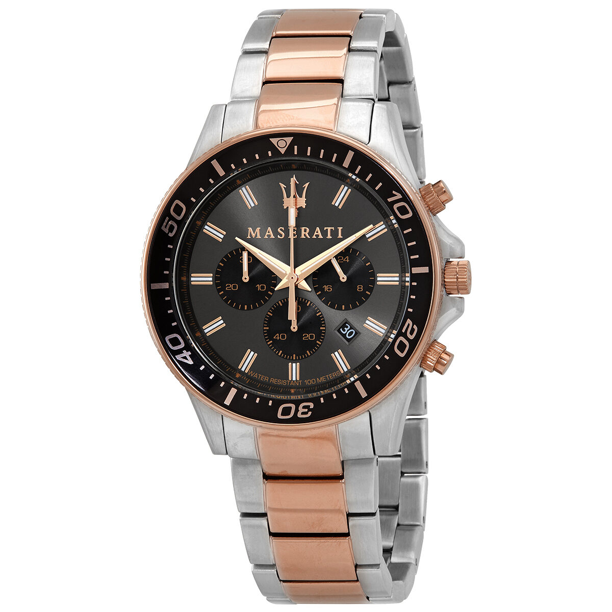  Shop Authentic Maserati SFIDA Chronograph Black Dial Two Tone Steel Strap Watch For Men - R8873640002 - Luxxuri