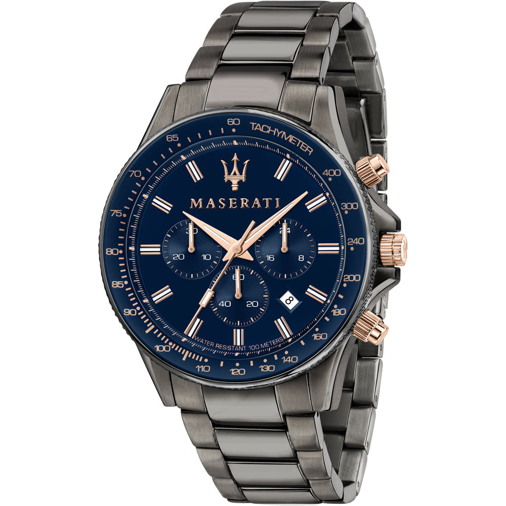  Shop Authentic Maserati SFIDA Chronograph Blue Dial Grey Steel Strap Watch For Men - R8873640001 - Luxxuri