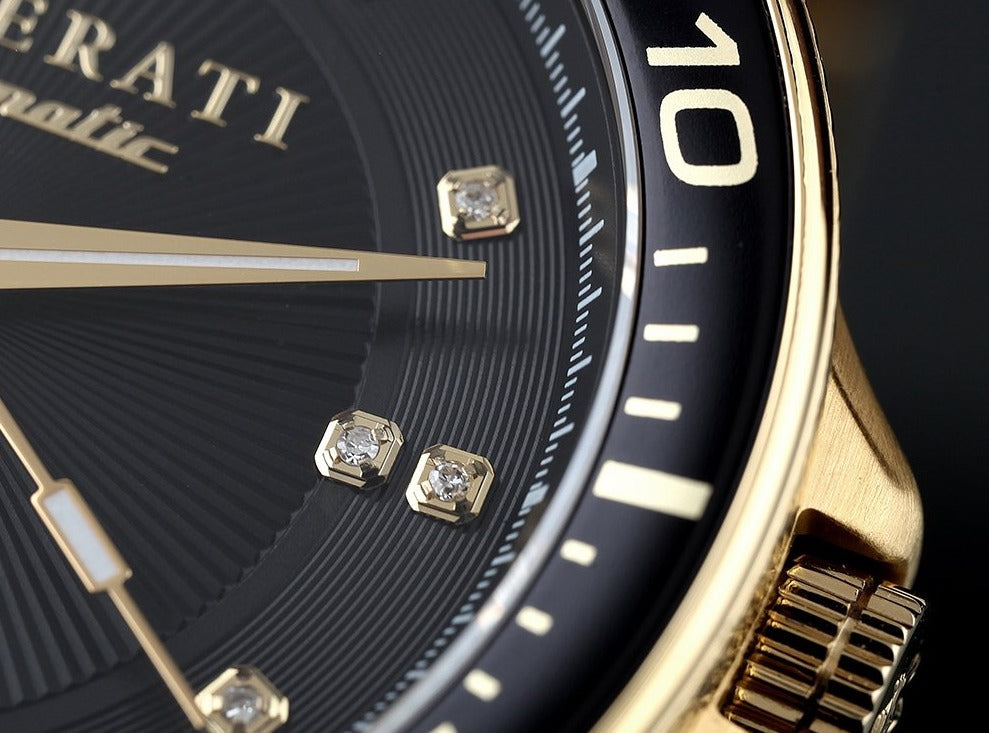  Shop Authentic Maserati SFIDA Black Dial Yellow Gold Toned Stainless Steel Watch For Men - R8823140003 - Luxxuri