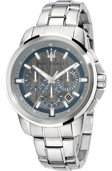 Shop Authentic Maserati Successo Chronograph Silver Dial Silver Steel Strap Watch For Men - R8873621006 - Luxxuri