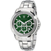 Shop Authentic Maserati Successo Chronograph Green Dial Silver Steel Strap Watch For Men - R8873621017 - Luxxuri