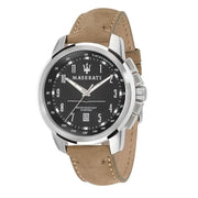  Shop Authentic Maserati Successo Black Dial Beige Leather Strap Watch For Men - R8851121004 - Luxxuri