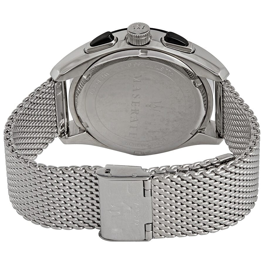  Shop Authentic Maserati Traguardo Black Dial Silver Mesh Bracelet Watch For Men - R8873612005 - Luxxuri