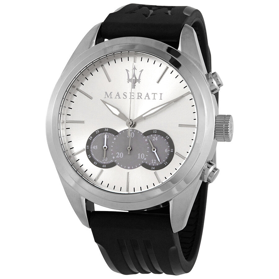  Shop Authentic Maserati Traguardo Chronograph Silver Dial Black Rubber Strap Watch for Men - R8871612012 - Luxxuri