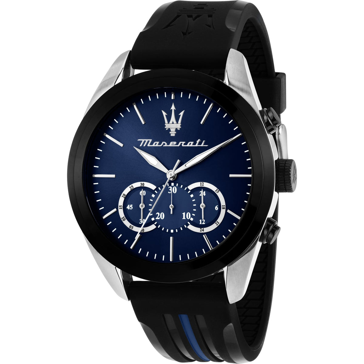  Shop Authentic Maserati Traguardo Chronograph Blue Dial Black Silicone Strap Watch For Men - R8871612044 - Luxxuri