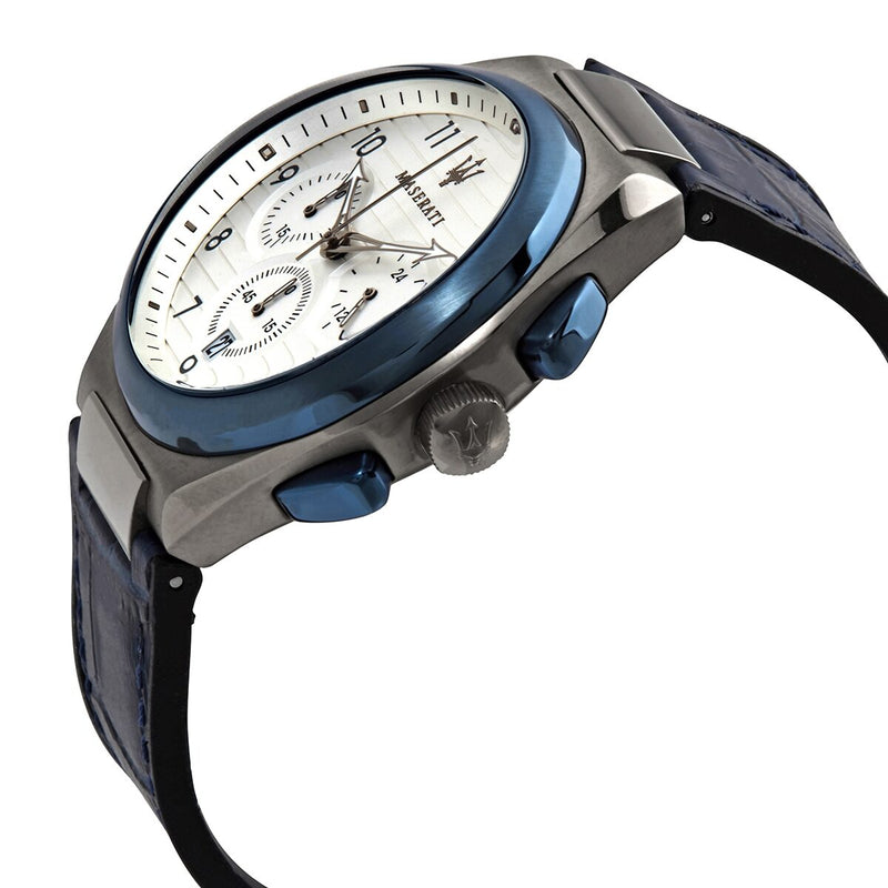  Shop Authentic Maserati Triconic Chronograph White Dial Blue Leather Strap Watch For Men - R8871639001 - Luxxuri