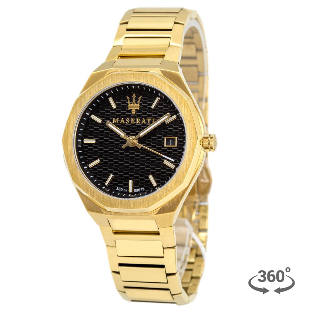  Shop Authentic Maserati Stile Black Dial Gold Steel Strap Watch For Men - R8853142004 - Luxxuri
