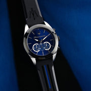  Shop Authentic Maserati Traguardo Chronograph Blue Dial Black Silicone Strap Watch For Men - R8871612044 - Luxxuri
