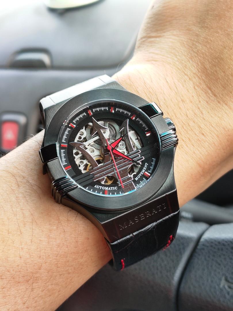  Shop Authentic Maserati Potenza Automatic Black Dial Black Leather Strap Watch For Men - R8821108008 - Luxxuri
