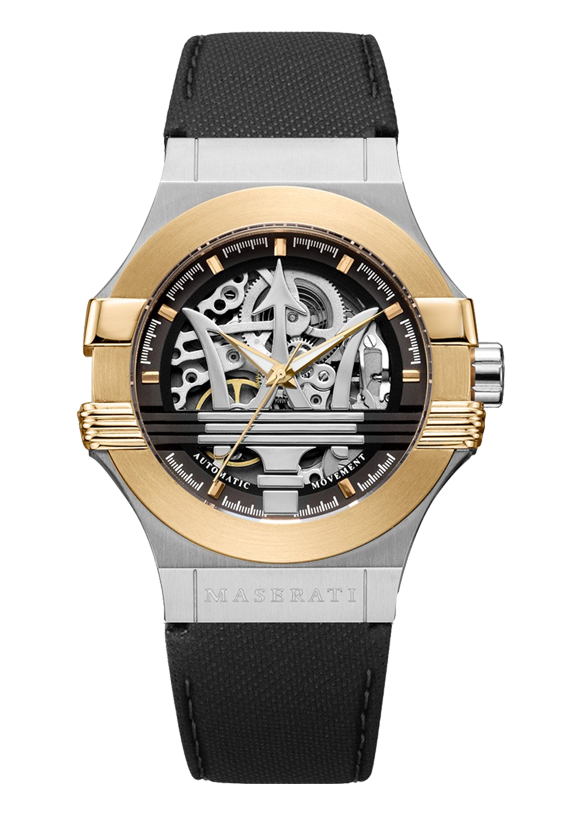  Shop Authentic Maserati Potenza Automatic Skeleton Dial Black Leather Strap Watch For Men - R8821108011 - Luxxuri