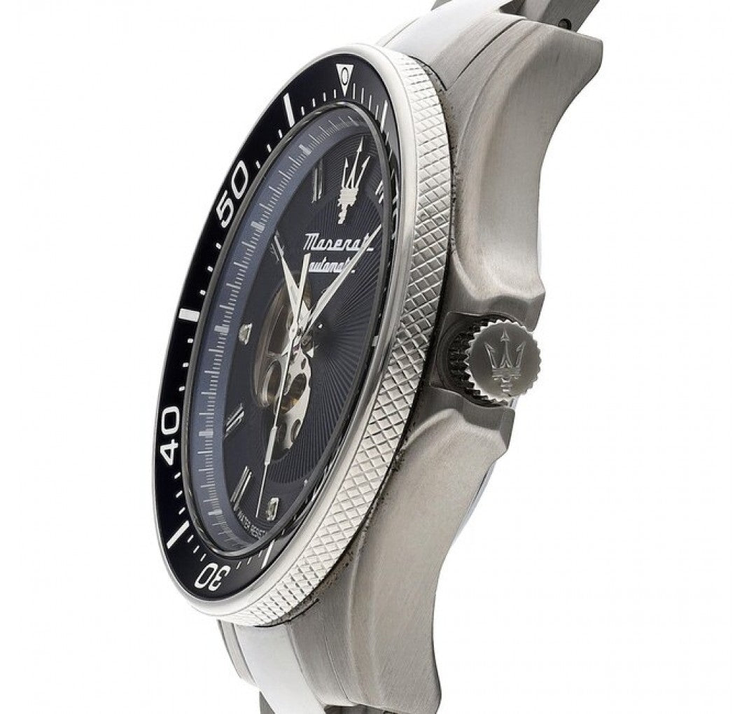  Shop Authentic Maserati SFIDA Automatic Skeleton Blue Dial Silver Steel Strap Watch For Men - R8823140007 - Luxxuri