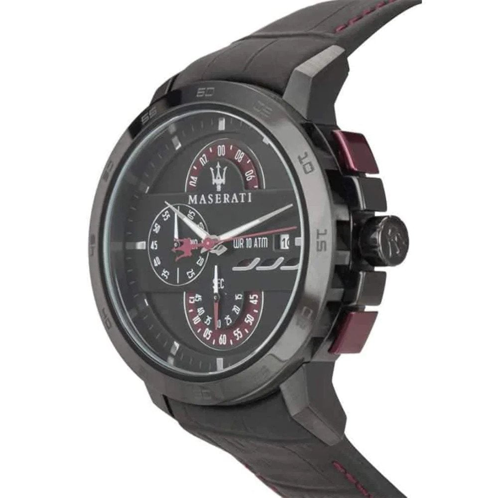  Shop Authentic Maserati Ingegno Chronograph Black Dial Black Leather Strap Watch For Men - R8871619003 - Luxxuri