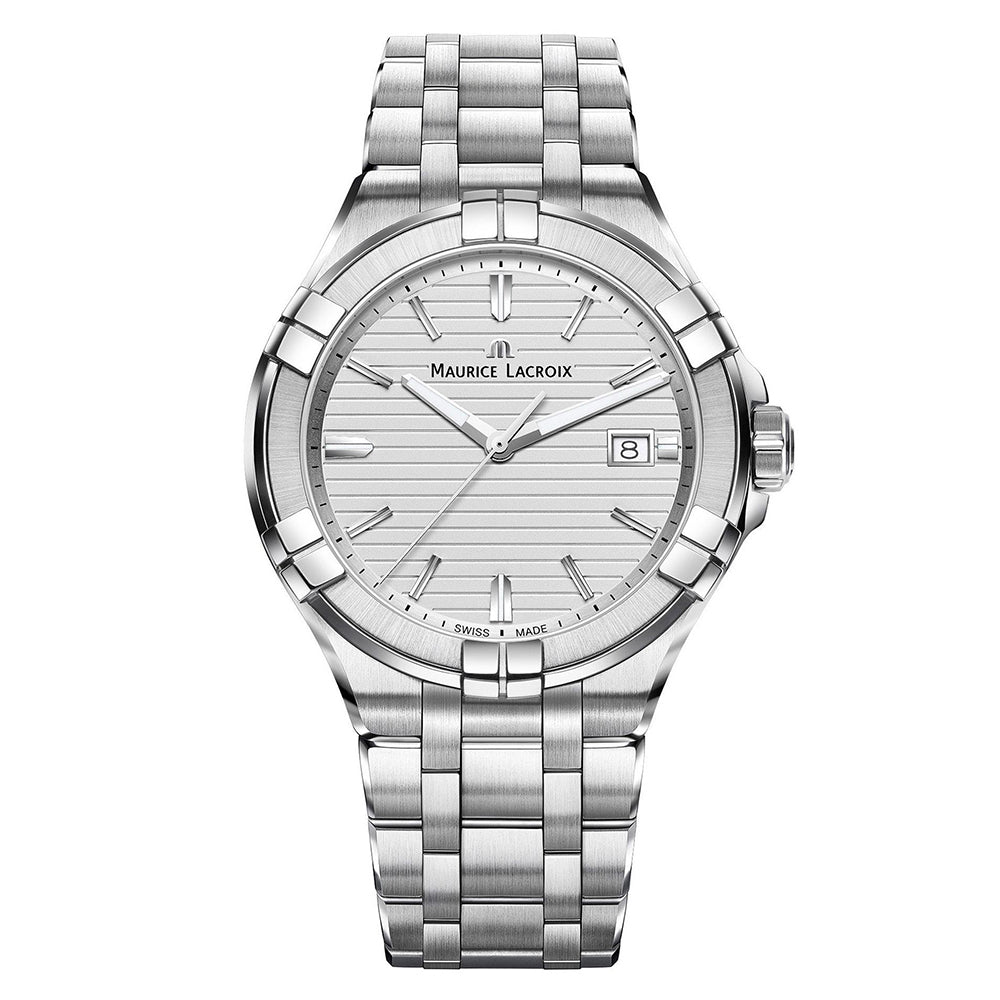  Shop Authentic Maurice Lacroix Aikon Date White Dial Silver Steel Strap Watch for Men - AI1008-SS002-131-1 - Luxxuri