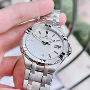  Shop Authentic Maurice Lacroix Aikon Date White Dial Silver Steel Strap Watch for Men - AI1008-SS002-131-1 - Luxxuri