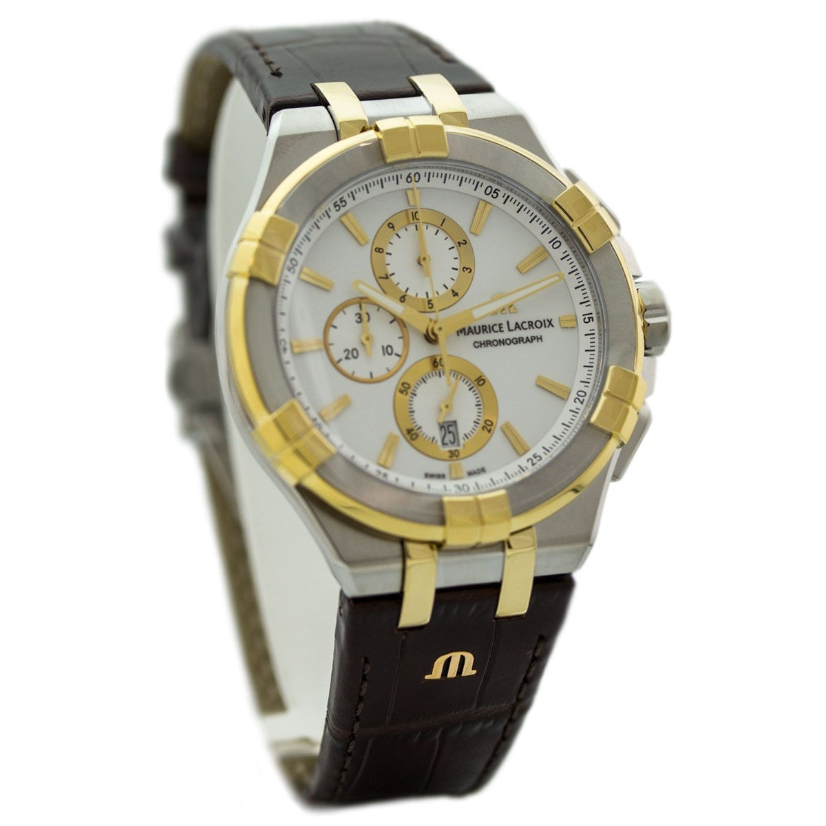  Shop Authentic Maurice Lacroix Aikon Chronograph White Dial Brown Leather Strap Watch For Men - AI1018-PVY11-132-1 - Luxxuri