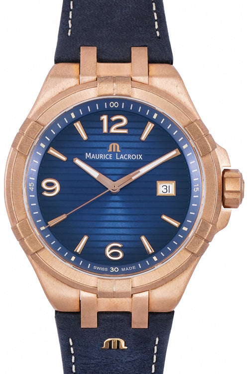  Shop Authentic Maurice Lacroix Aikon Limited Edition Blue Dial Blue Leather Strap Watch For Men - AI6008-BRZ01-420-1 - Luxxuri