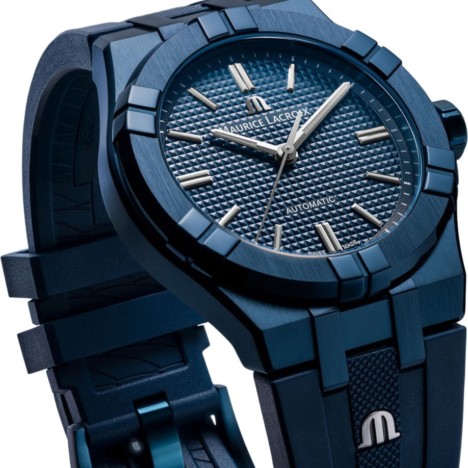  Shop Authentic Maurice Lacroix Automatic PVD Limited Edition Blue Dial Blue Silicon Strap Watch For Men - AI6007-PVC00-430-4 - Luxxuri