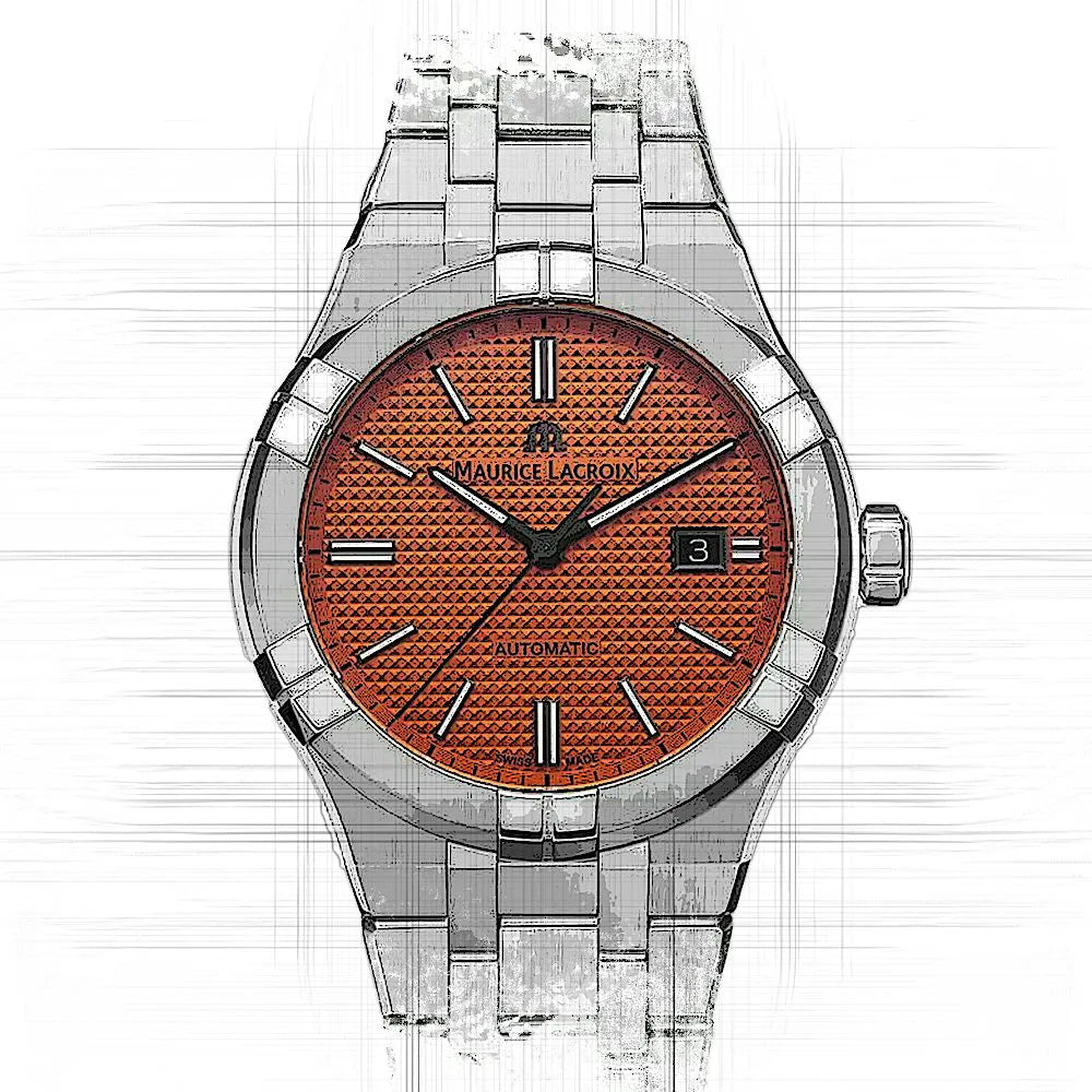  Shop Authentic Maurice Lacroix Aikon Limited Edition Automatic Date Orange Dial Silver Steel Strap Watch For Men - AI6008-SS00F-530-1 - Luxxuri