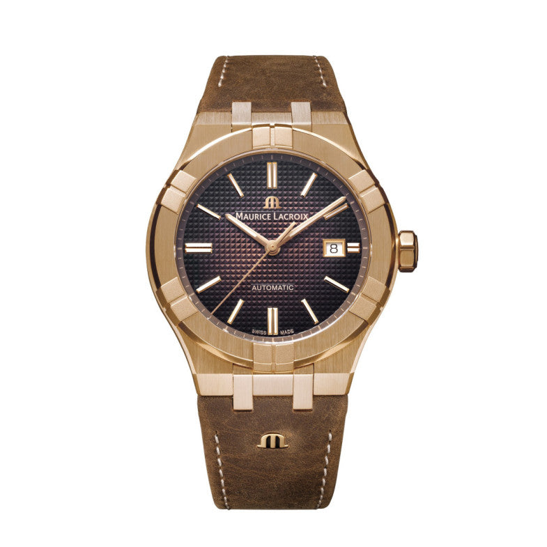  Shop Authentic Maurice Lacroix Aikon Automatic Brown Dial Brown Leather Strap Watch For Men - AI6008-BRZ01-730-3 - Luxxuri