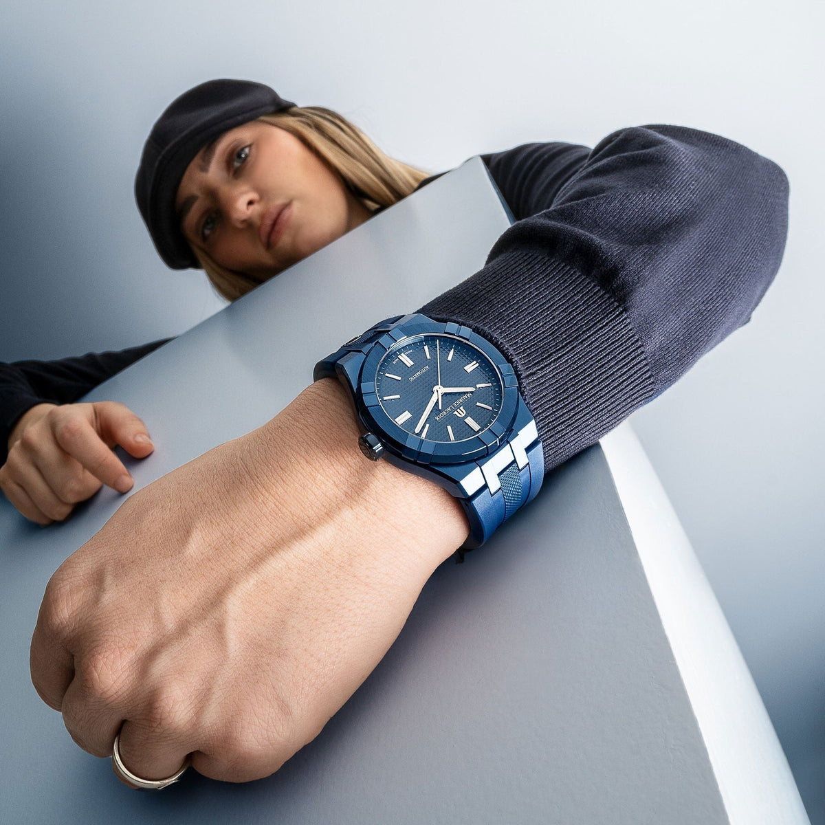  Shop Authentic Maurice Lacroix Automatic PVD Limited Edition Blue Dial Blue Silicon Strap Watch For Men - AI6007-PVC00-430-4 - Luxxuri