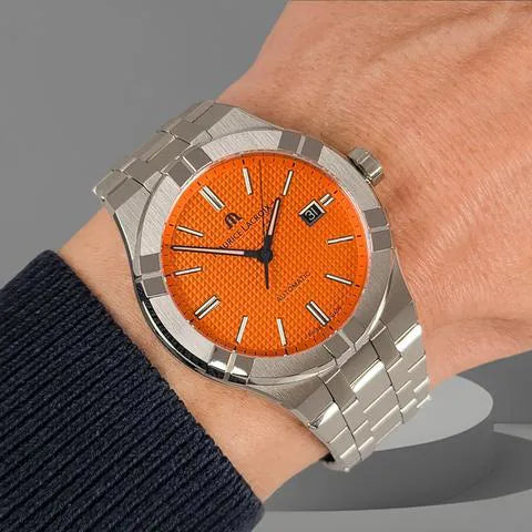  Shop Authentic Maurice Lacroix Aikon Limited Edition Automatic Date Orange Dial Silver Steel Strap Watch For Men - AI6008-SS00F-530-1 - Luxxuri
