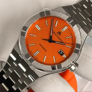  Shop Authentic Maurice Lacroix Aikon Automatic Date Orange Dial Silver Steel Strap Watch For Men - AI6008-SS00F-530-E - Luxxuri