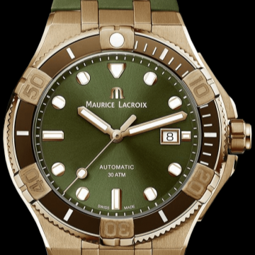  Shop Authentic Maurice Lacroix Aikon Venturer Bronze Dial Green Rubber Strap Watch For Men - AI6058-BRZ01-630-1 - Luxxuri