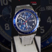  Shop Authentic Fossil Sport Tourer Chronograph Blue Dial Silver Steel Strap Watch for Men - FS6047 - Luxxuri