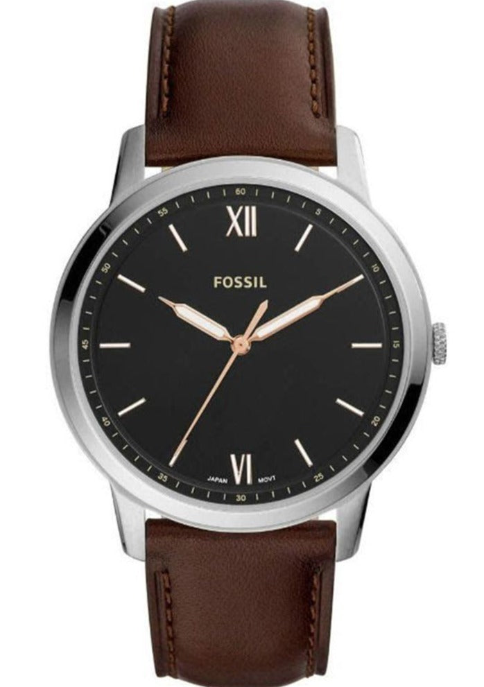  Shop Authentic Fossil The Minimalist 3H Black Dial Brown Leather Strap Watch for Men - FS5464 - Luxxuri