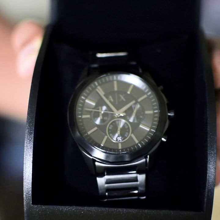  Shop Authentic Armani Exchange Drexler Chronograph Black Dial Black Steel Strap Watch For Men - AX2601 - Luxxuri