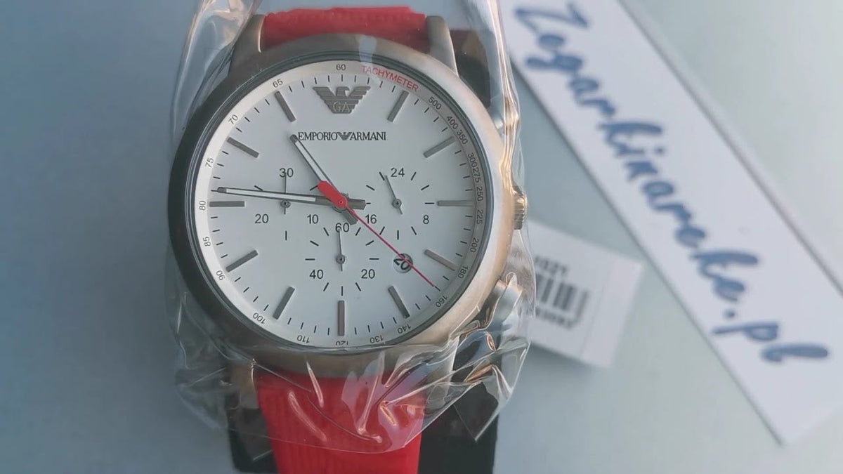  Shop Authentic Emporio Armani Luigi Chronograph White Dial Red Rubber Strap Watch For Men - AR11021 - Luxxuri