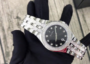  Shop Authentic Bulova Crystal Collection Black Dial Silver Steel Strap Watch for Men - 96K102 - Luxxuri