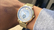  Shop Authentic Versace V Circle Quartz Gold Dial Gold Mesh Bracelet Watch For Men - VBQ070017 - Luxxuri