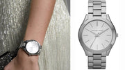  Shop Authentic Michael Kors Slim Runway Silver Dial Silver Stainless Steel Strap Watch for Women - MK3178 - Luxxuri