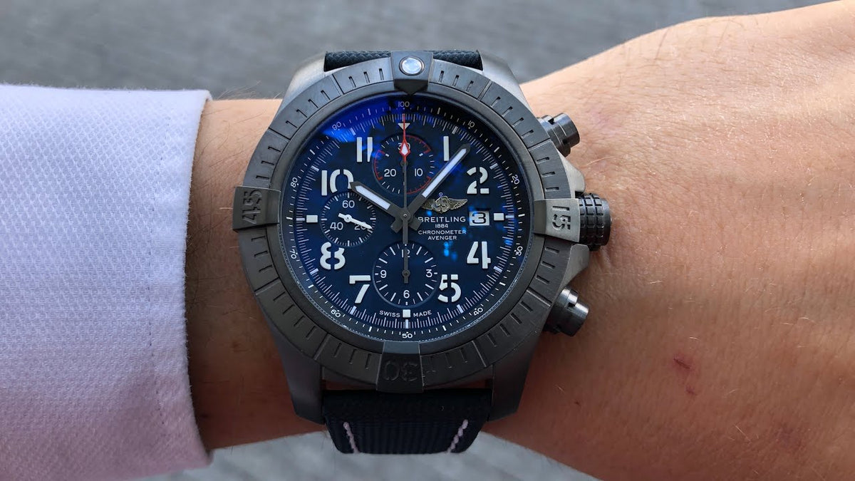  Shop Authentic Breitling Super Avenger Chronograph 48 Night Mission Blue Dial Blue Leather Strap Watch for Men - V13375101C1X2 - Luxxuri