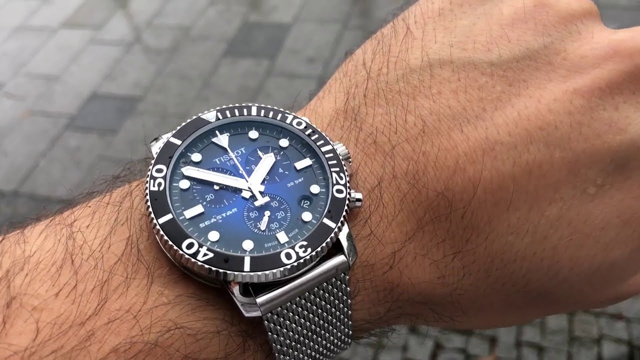  Shop Authentic Tissot Seastar 1000 Chronograph Blue Dial Silver Mesh Bracelet Watch For Men - T120.417.11.041.02 - Luxxuri