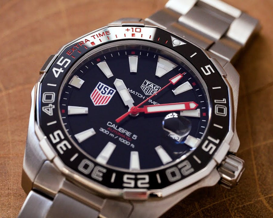  Shop Authentic Tag Heuer Aquaracer Automatic Match Timer Black Dial Silver Steel Strap Watch for Men - WAY201G.BA0927 - Luxxuri