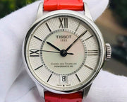  Shop Authentic Tissot Chemin Des Tourelles Powermatic 80 Mother of Pearl White Dial Red Leather Strap Watch For Women - T099.207.16.118.00 - Luxxuri