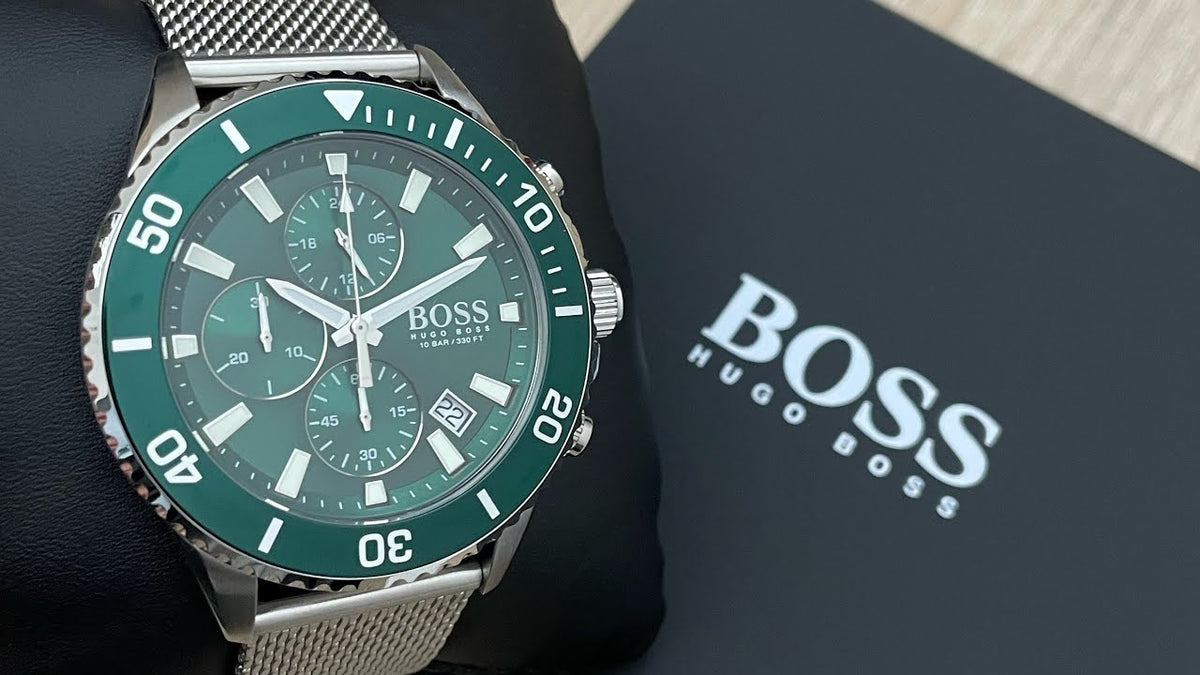 Shop Authentic Hugo Boss Admiral Green Dial Silver Mesh Bracelet Watch for Men - 1513905 - Luxxuri