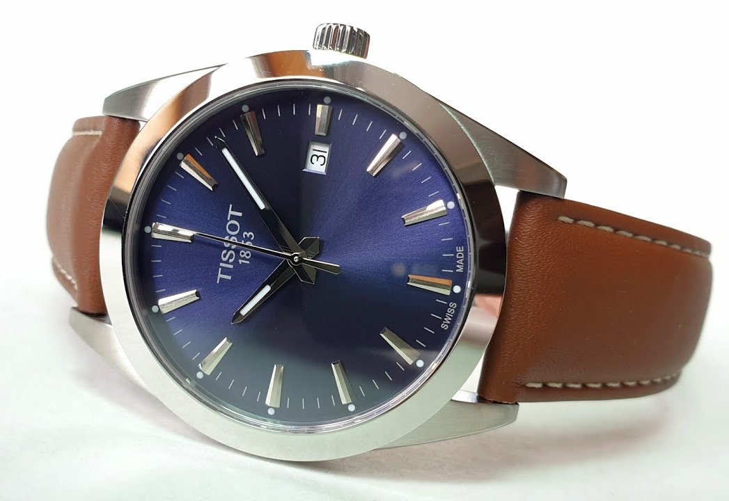  Shop Authentic Tissot Gentleman Blue Dial Brown Leather Strap Watch For Men - T127.410.16.041.00 - Luxxuri