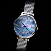  Shop Authentic Fossil Jacqueline Mother of Pearl Blue Dial Silver Mesh Strap Watch for Women - ES4322 - Luxxuri