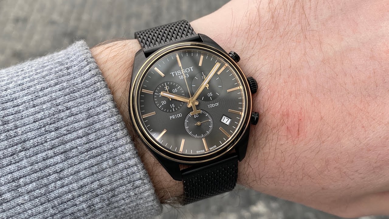  Shop Authentic Tissot T Classic PR 100 Chronograph Anthracite Black Dial Black Mesh Bracelet Watch For Men - T101.417.23.061.00 - Luxxuri